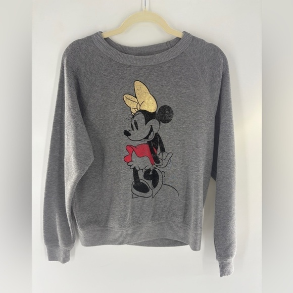 Disney Sweaters - Disney Minnie Mouse Gray Sweatshirt with Gold Bow